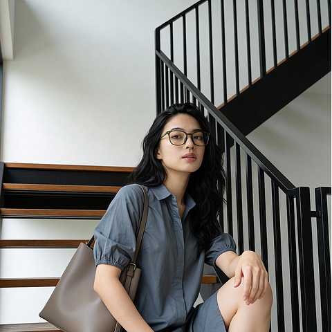 OWNDAYS | SUN Tan Brown Full Rim Wellington right side